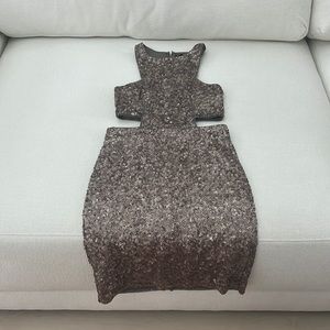 Gold sequined mini dress